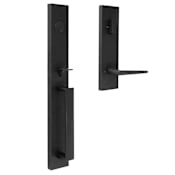 Weslock Xanthis Single Cylinder Thumb Press Keyed Entry Handle Set with Philtower Modern Lever - Reversible Handing Matte Black